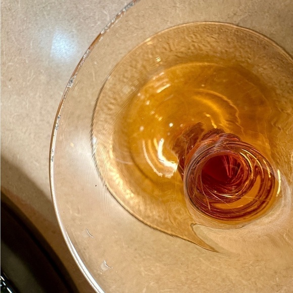 FOSTORIA GLASS COMPANY,ROYAL AMBER,PRESSED GLASS,FOOTED COMPOTE WITH TURNED STEM - Picture 7 of 7